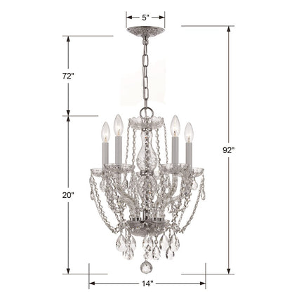 Crystorama Traditional 5 Light Swarovski Crystal Mini Chandelier