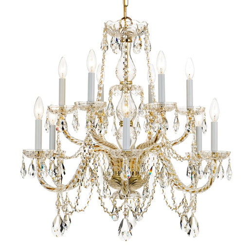 Crystorama Traditional Crystal 12 Light Chandelier, Brass/Clear - 1135-PB-CL-I