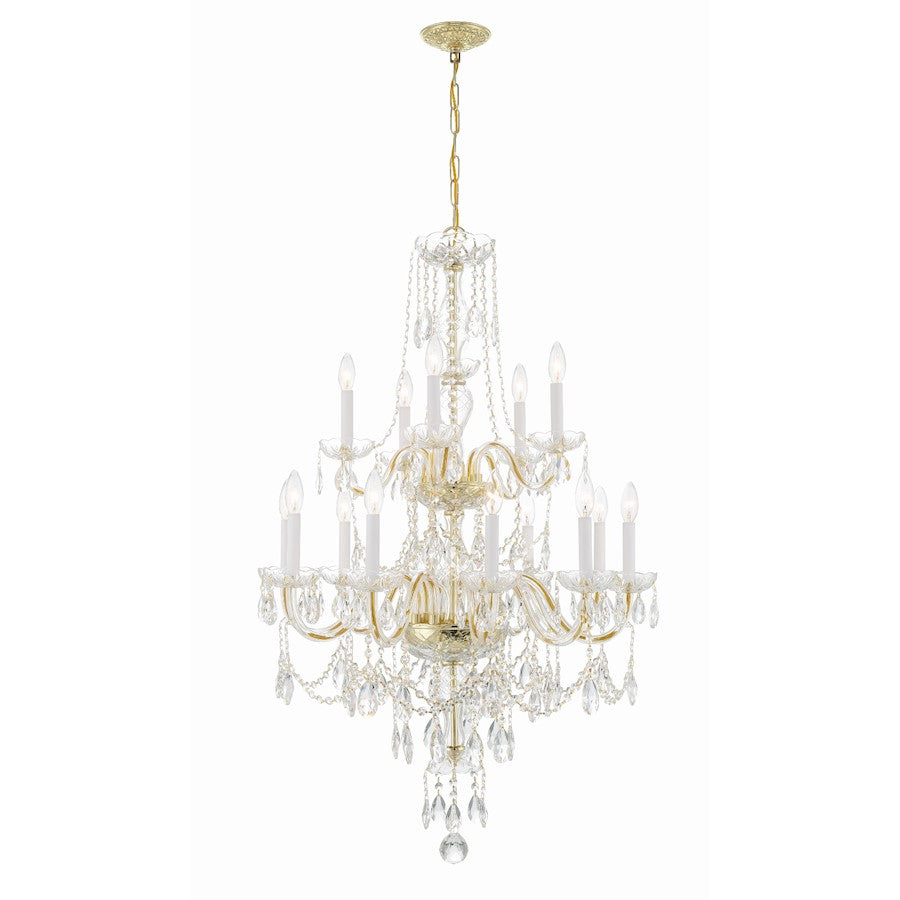 Crystorama Traditional Crystal 15 Light Chandelier, Brass - 1155-PB-CL-MWP