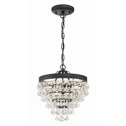 Crystorama Calypso 3 Light Mini Chandelier, Matte Black - 130-MK