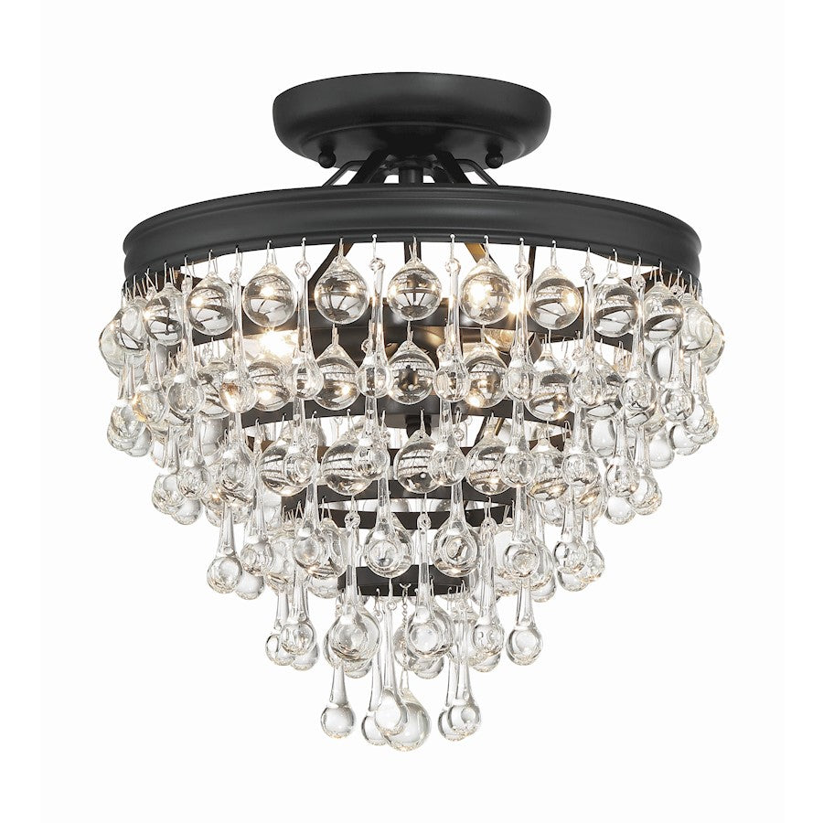 Crystorama Calypso 3 Light Semi Flush Mount, Matte Black - 130-MK-CEILING