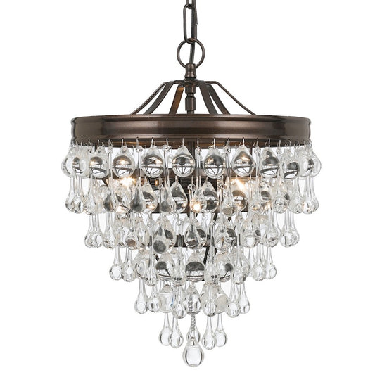 3 Light Crystal Teardrop Bronze Mini Chandelier