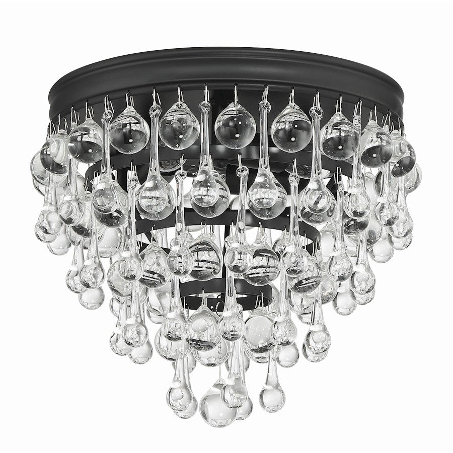 Crystorama Calypso 3 Light Flush Mount, Matte Black