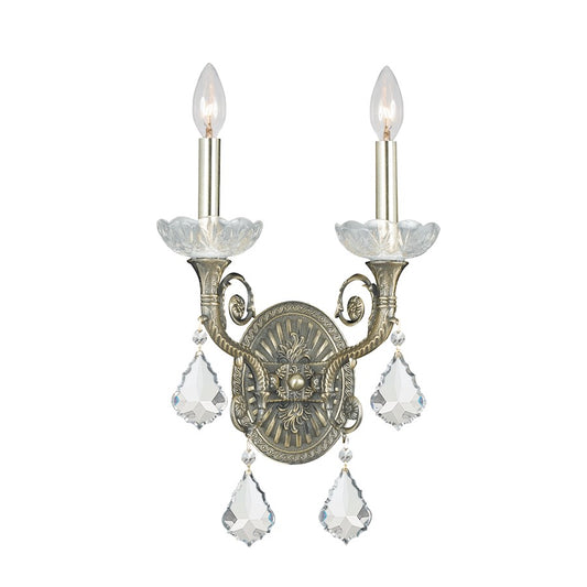 Majestic 2 Light Crystal Brass Sconce II