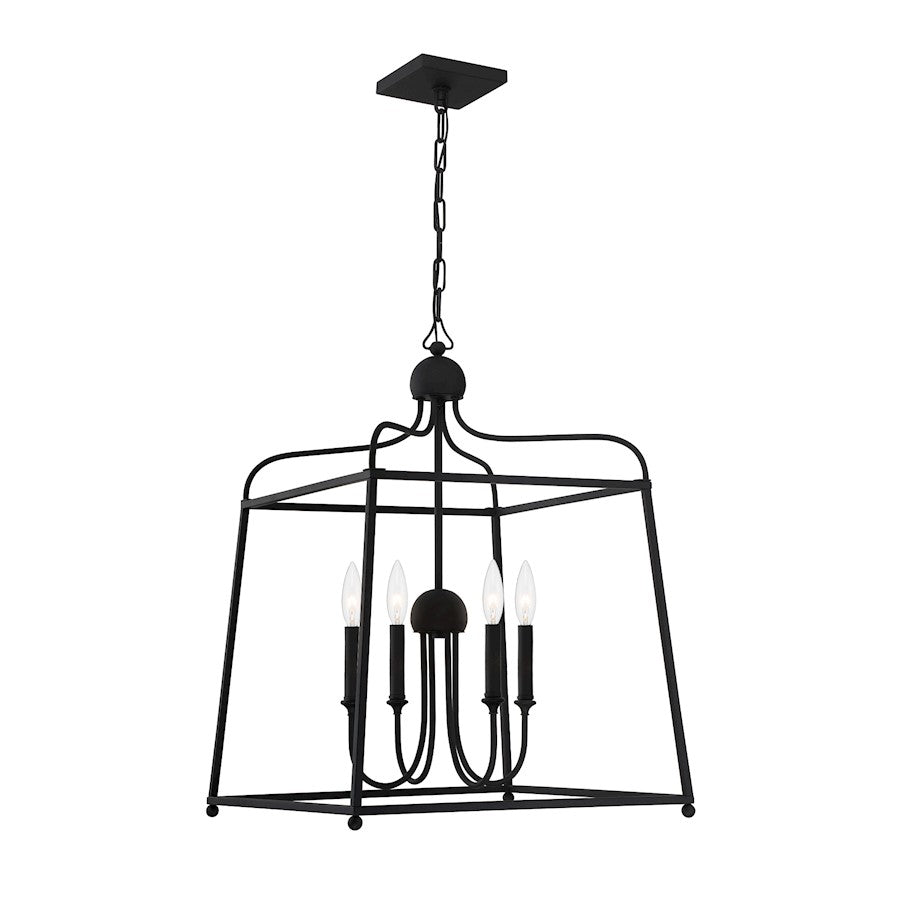 Crystorama Sylvan 4 Light 21.5" Chandelier, Black Forged - 2244-BF-NOSHADE