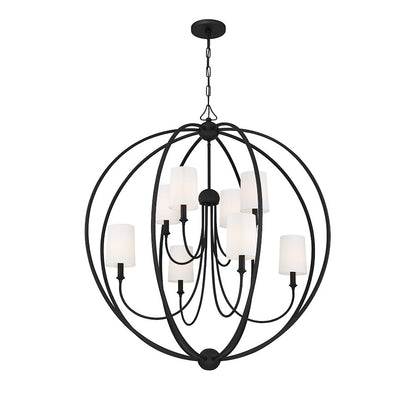 8 Light Chandelier, Black Forged