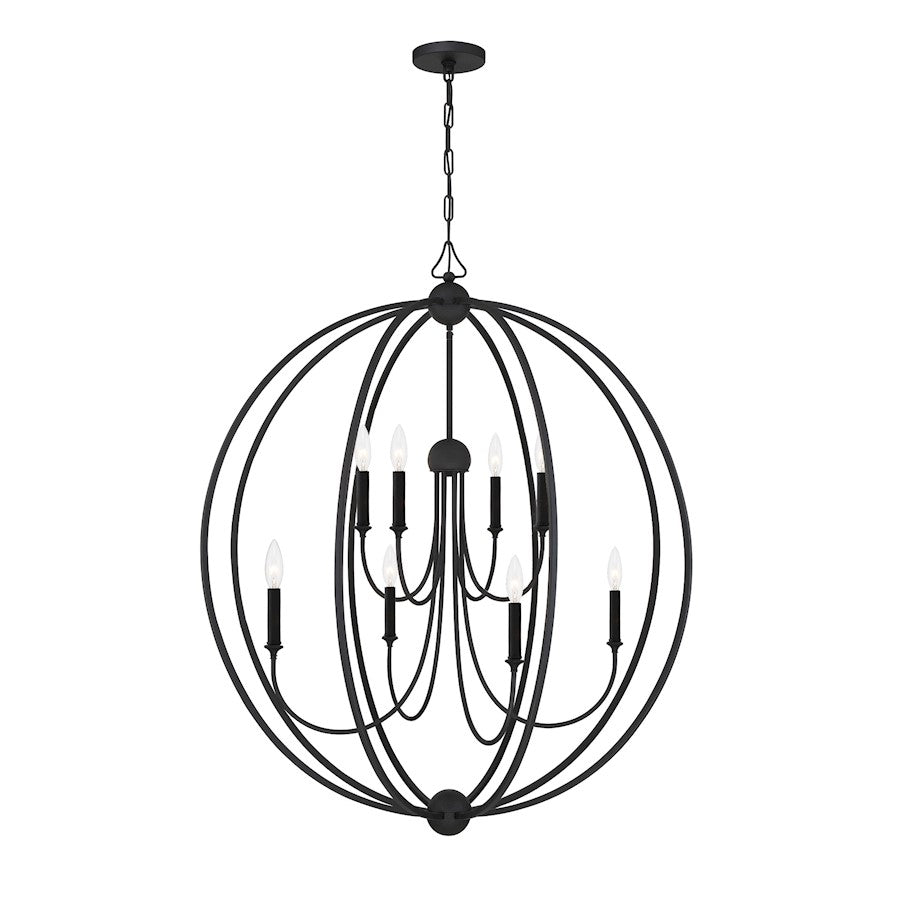 8 Light Chandelier, Black Forged