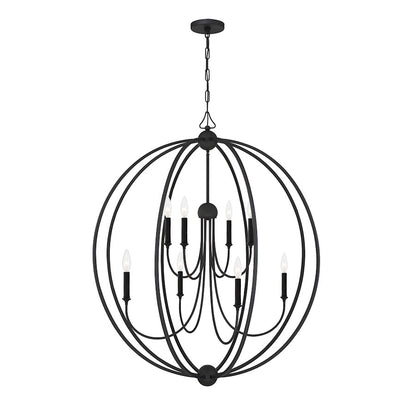 8 Light Chandelier, Black Forged