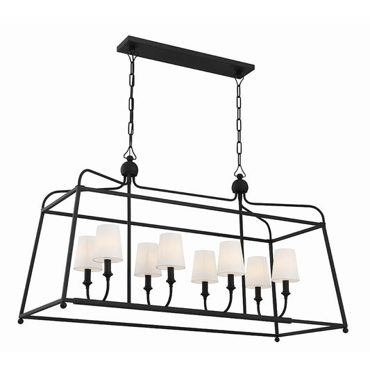 Crystorama Sylvan 8 Light Chandelier, Black Forged/White - 2249-BF