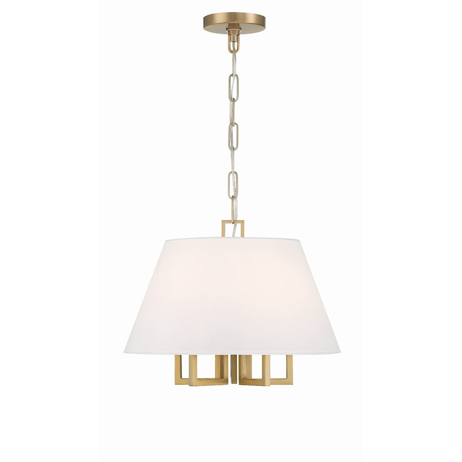 Crystorama Westwood 5 Light Mini Chandelier, Vibrant Gold/White - 2255-VG