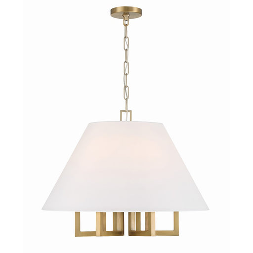 Crystorama Westwood 6 Light Chandelier, Vibrant Gold/White - 2256-VG