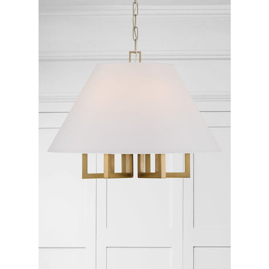 6 Light Chandelier, Vibrant Gold