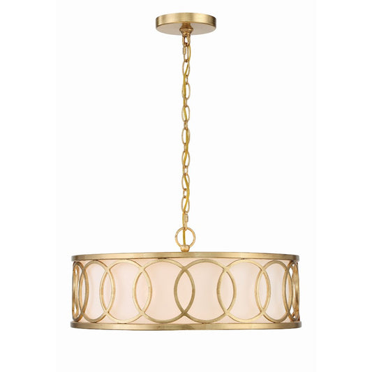 Crystorama Graham 6 Light Chandelier, Antique Gold/White - 287-GA