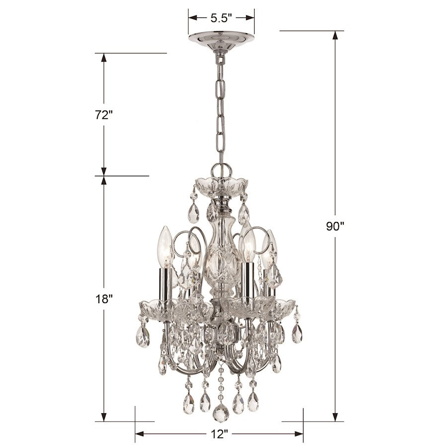 Crystorama Imperial 4 Light Clear Crystal Chrome Mini Chandelier I