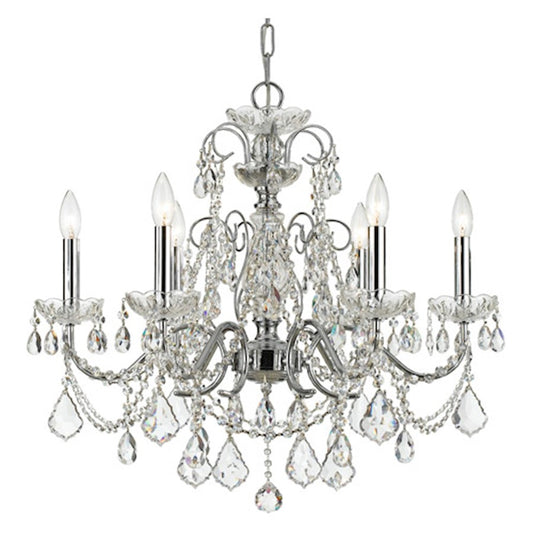 Crystorama Imperial 6 Light Chandelier, Polished Chrome/Italian - 3226-CH-CL-I