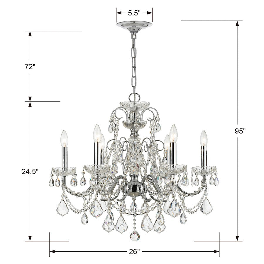 6 Light Chandelier, Polished Chrome