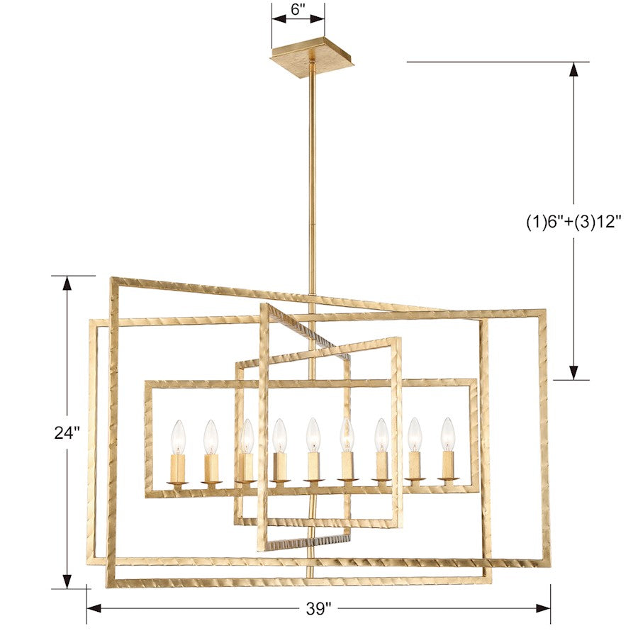 Capri Chandelier, Antique Gold