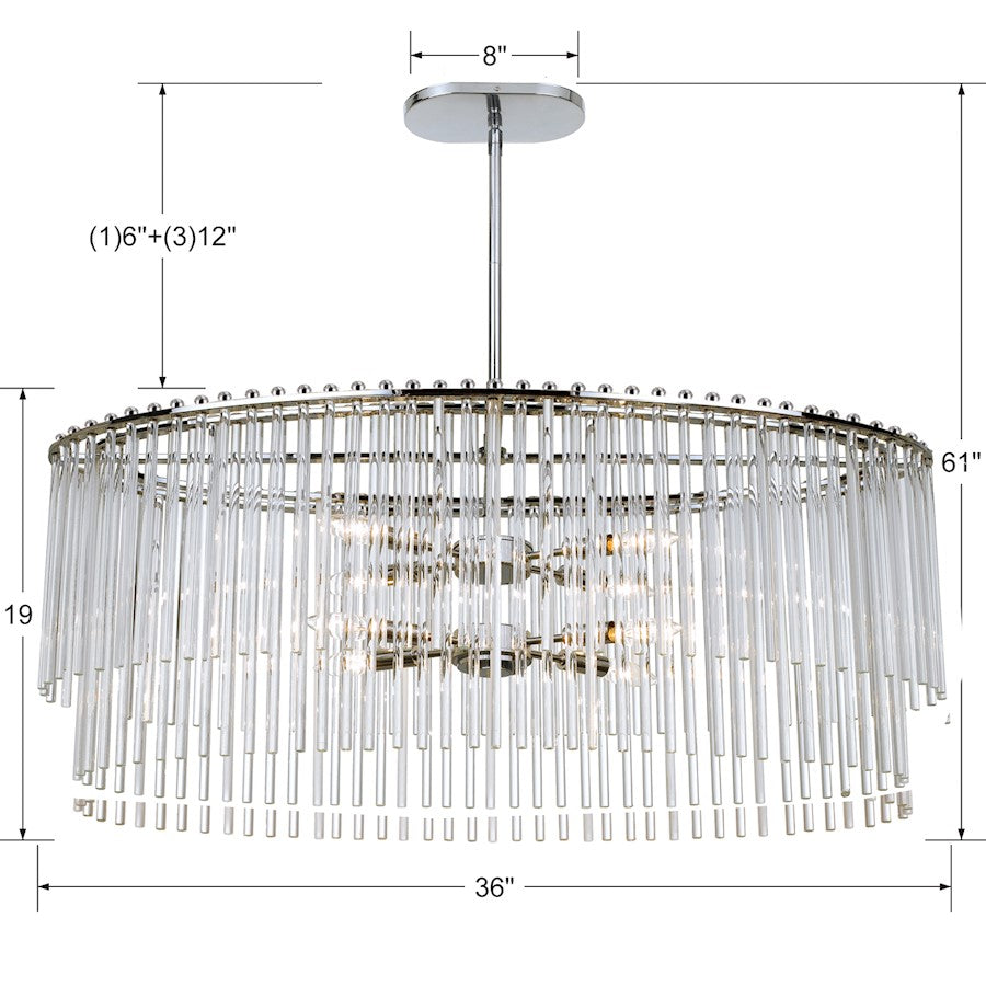 8 Light Chandelier, Polished Chrome