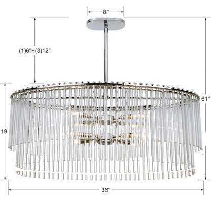 8 Light Chandelier, Polished Chrome