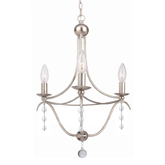 3 Light Mini Chandelier, Antique Silver