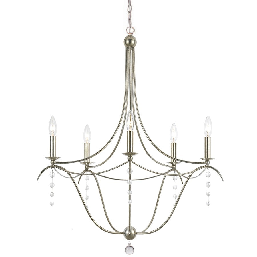 5 Light Crystal Chandelier, Silver