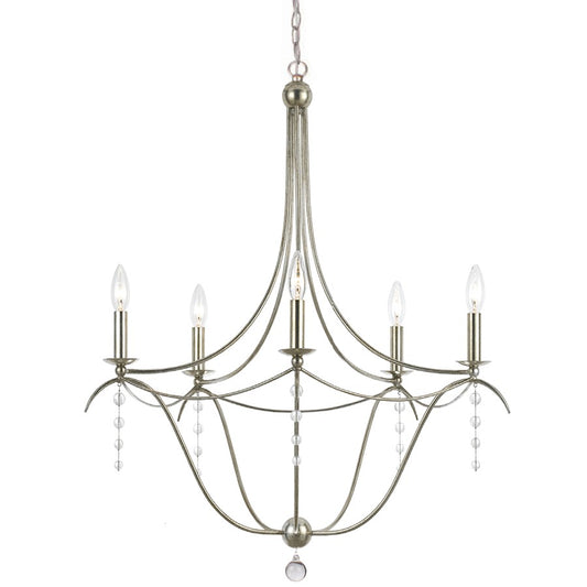 5 Light Crystal Chandelier, Silver