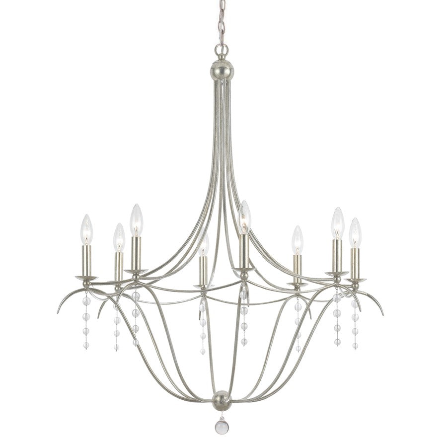 8 Light Crystal Silver Chandelier