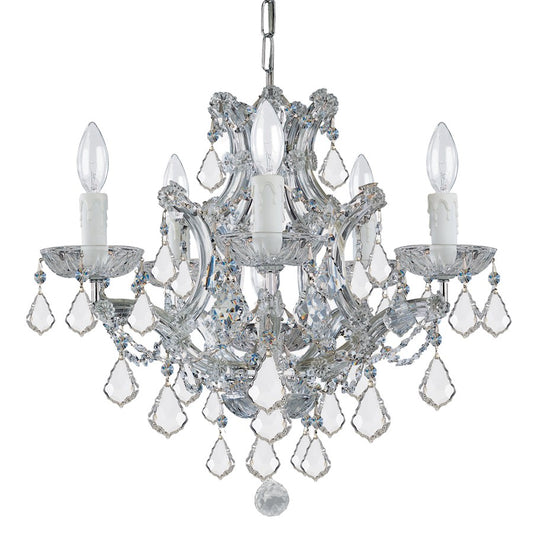 Crystorama Maria Theresa 6 Light Clear Italian Crystal Chrome Mini Chandelier