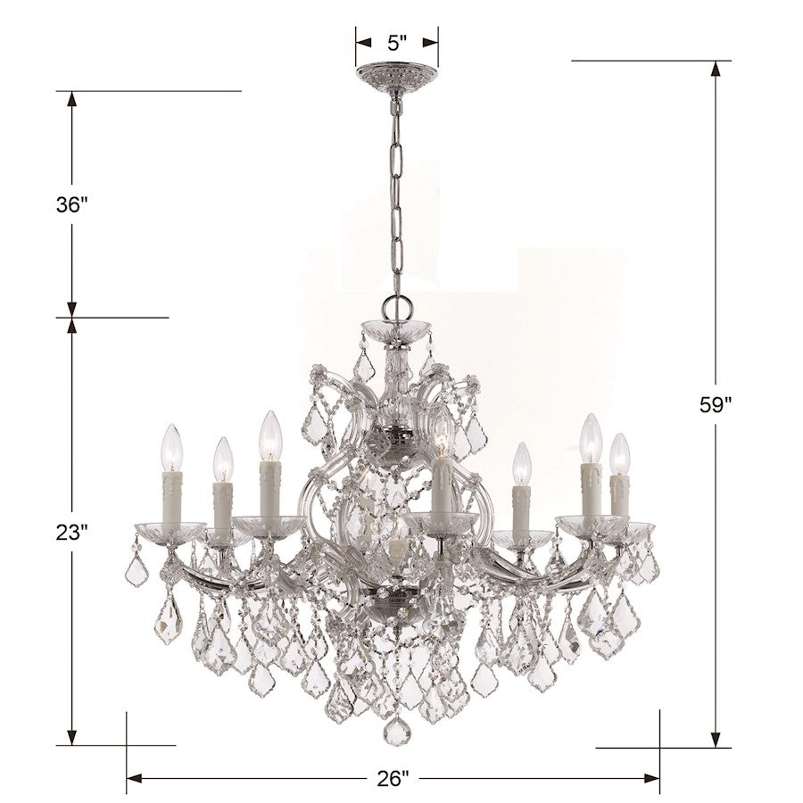 9 Light Chandelier, Clear Crystal