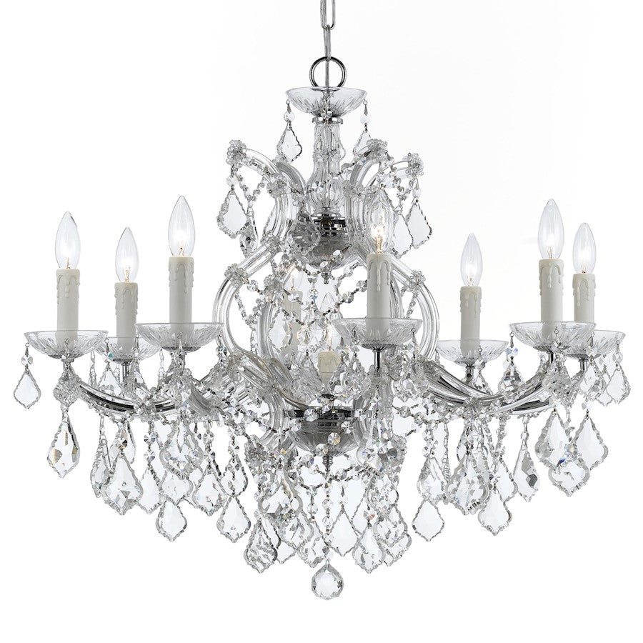 9 Light Chandelier, Clear Crystal