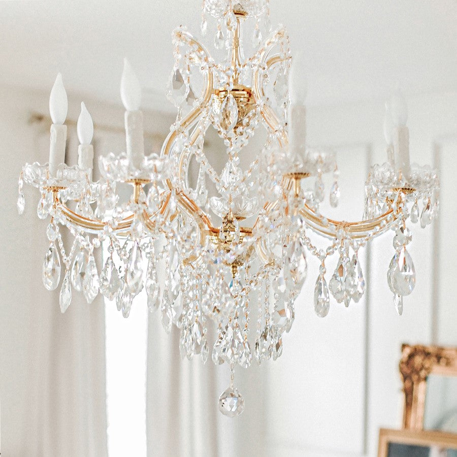 9 Light Chandelier, Clear Crystal