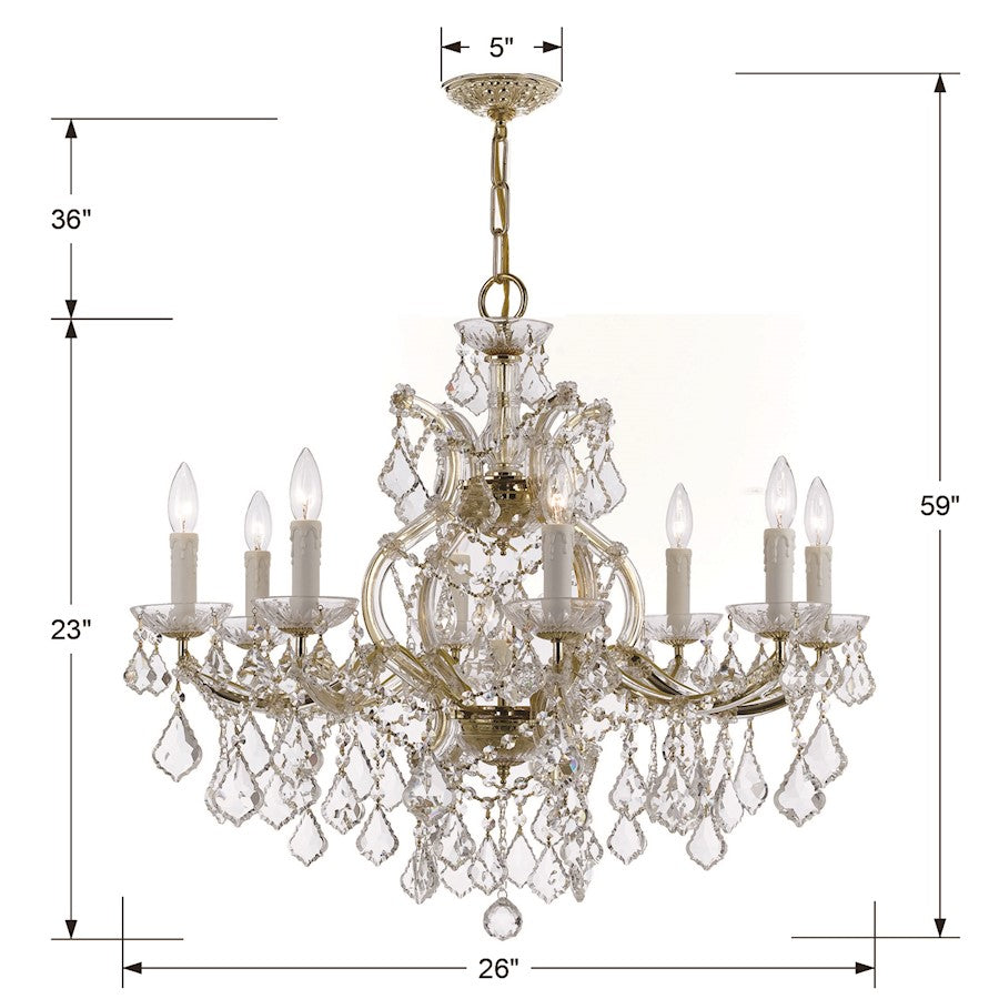 9 Light Chandelier, Clear Crystal