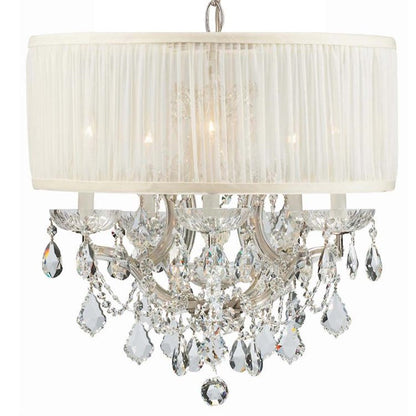 Crystorama Brentwood 6 Lt Mini Chandelier, Chrome/Ant White - 4415-CH-SAW-CL-S