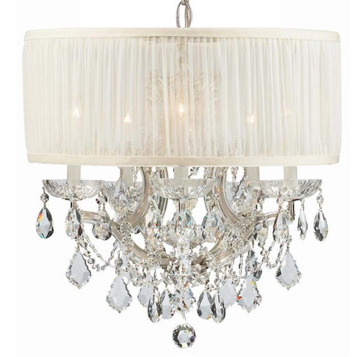 Crystorama Brentwood 6 Lt Mini Chandelier, Chrome/Ant White - 4415-CH-SAW-CL-S