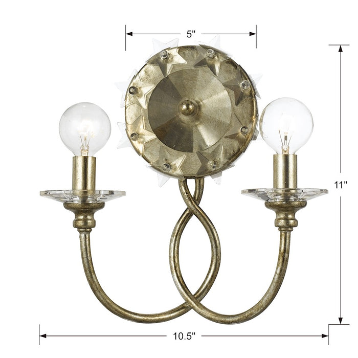 Crystorama Willow 2 Light Silver Sconce