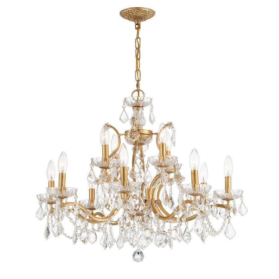 Crystorama Filmore 12 Light Swarovski Strass Chandelier, Gold - 4456-GA-CL-S