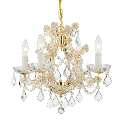 Crystorama Maria Theresa 4 Light Mini Chandelier, Gold/Clear - 4474-GD-CL-I