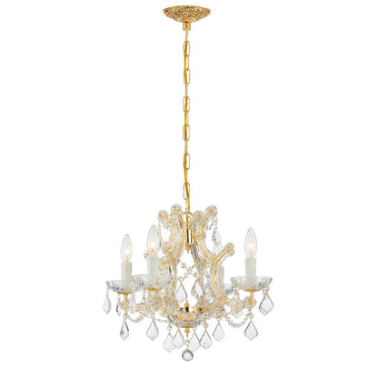 4 Light Mini Chandelier, Gold