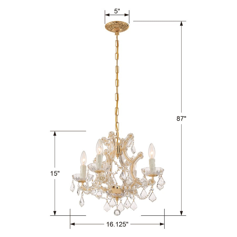 4 Light Mini Chandelier, Gold