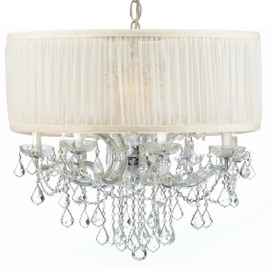 Crystorama Brentwood 12 Light Drum Shade Chandelier, Chrome - 4489-CH-SAW-CL-S