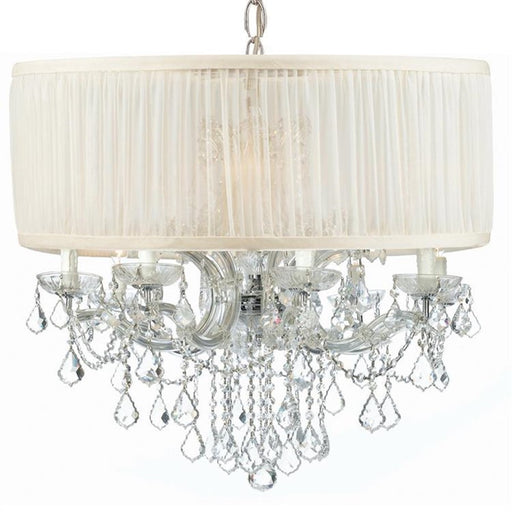 Crystorama Brentwood 12 Light Drum Shade Chandelier, Chrome - 4489-CH-SAW-CL-S