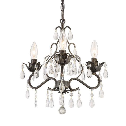 Crystorama Paris Market 3-LT Mini-Chandelier, Bronze, Hand Cut - 4534-EB-CL-MWP