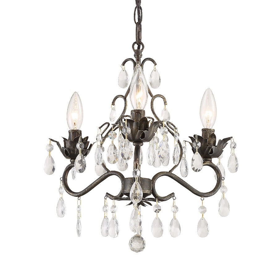 Crystorama Paris Market 3 Light Mini-Chandelier, Bronze, Strass - 4534-EB-CL-S