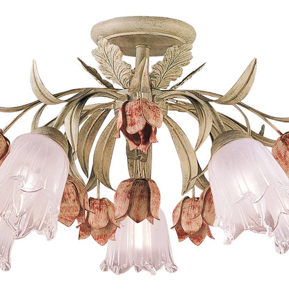 Crystorama Southport 5 Light Sage Rose Floral Semi-Flush