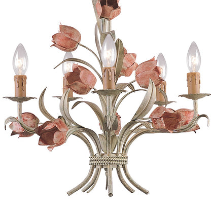 3 Light Mini Chandelier, Sage Rose