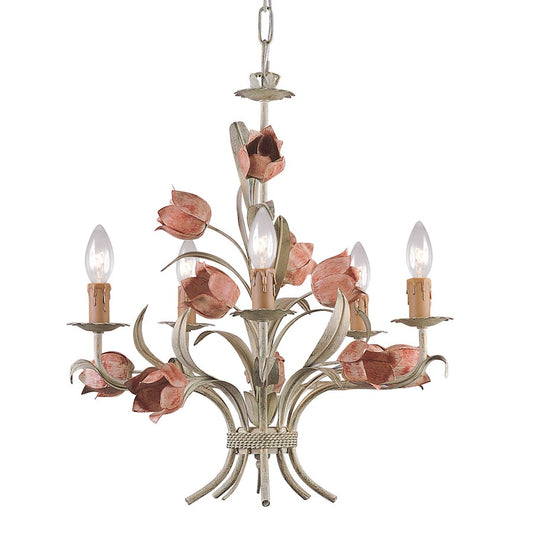 Crystorama Southport 5 Light Sage Rose Chandelier