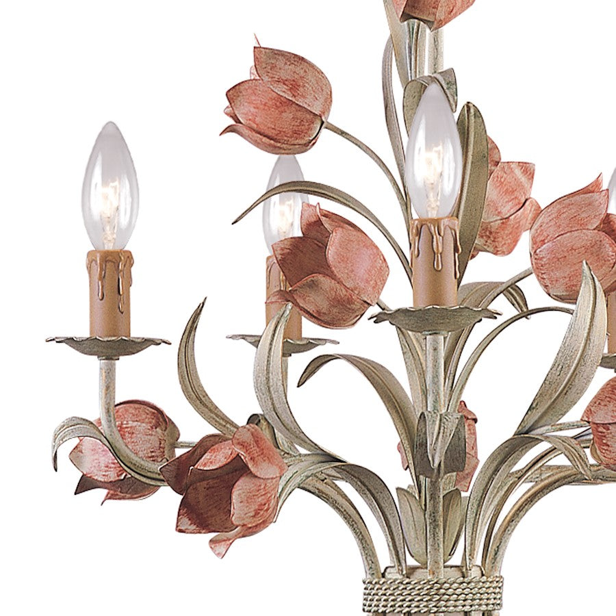 Crystorama Southport 5 Light Sage Rose Chandelier