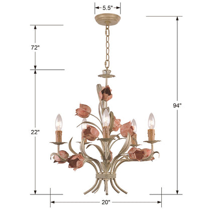 Crystorama Southport 5 Light Sage Rose Chandelier