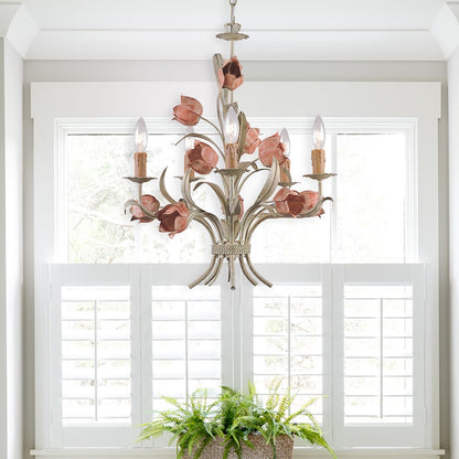 Crystorama Southport 5 Light Sage Rose Chandelier