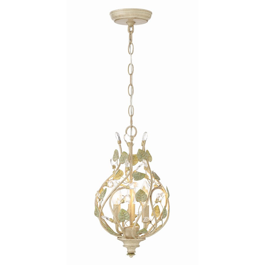 3 Light Mini Chandelier, Champagne Green Tea